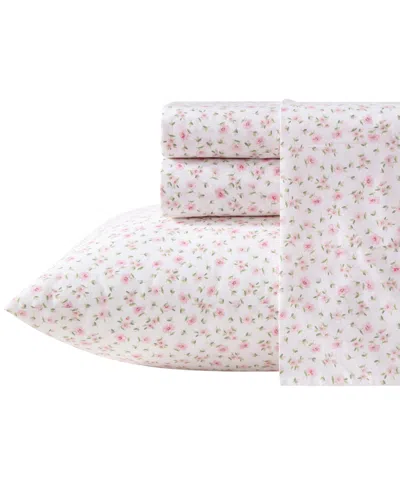 Laura Ashley Cotton Percale 3-pc. Sheet Set, Twin Xl In Pink