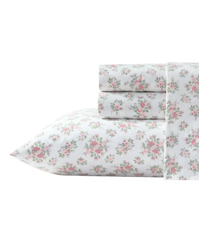 Laura Ashley Cotton Percale 3-pc. Sheet Set, Twin Xl In White