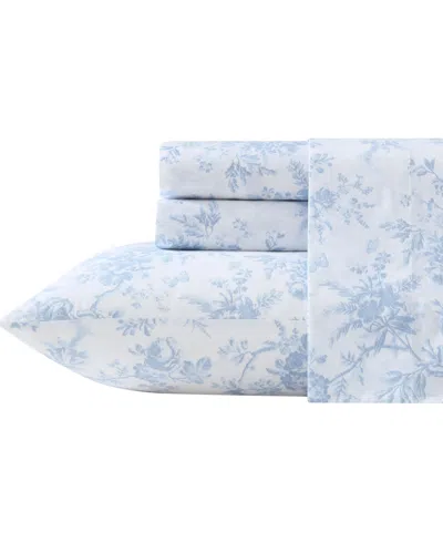 Laura Ashley Cotton Percale 4-pc. Sheet Set, Full In Blue