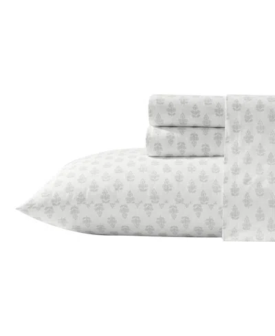 Laura Ashley Cotton Percale 4-pc. Sheet Set, Full In Gray