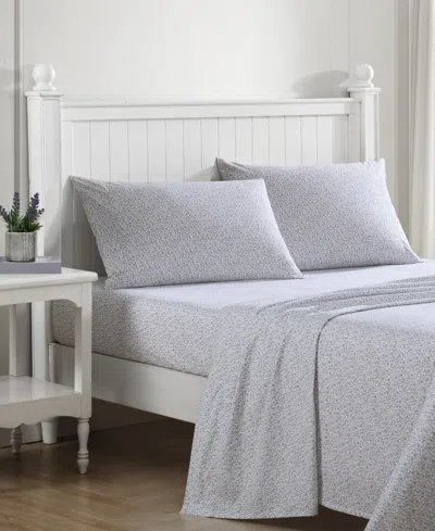 Laura Ashley Cotton Percale 4-pc. Sheet Set, Full In Emogene Heather