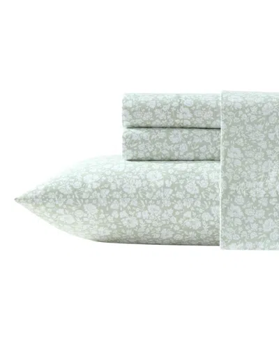 Laura Ashley Cotton Percale 4-pc. Sheet Set, Full In Gray