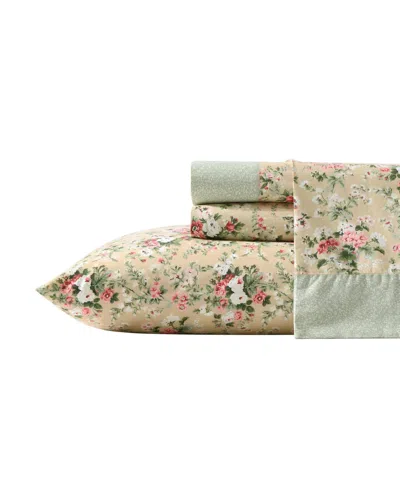 Laura Ashley Cotton Percale 4-pc. Sheet Set, Queen In Brown