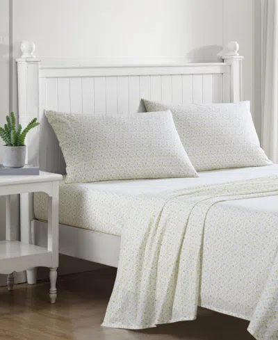 Laura Ashley Cotton Percale 4-pc. Sheet Set, Queen In Evie Sungold