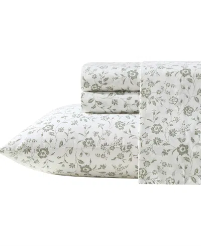 Laura Ashley Cotton Percale 4-pc. Sheet Set, Queen In Green