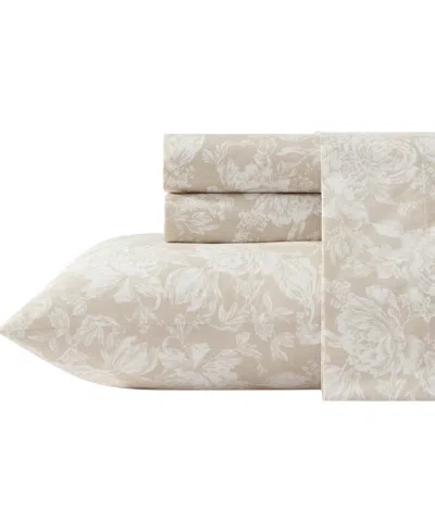 Laura Ashley Cotton Percale 4-pc. Sheet Set, Queen In Neutral