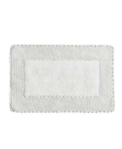 Laura Ashley Cotton Ruffled Bath Rug, 17" X 24" In Light Gray