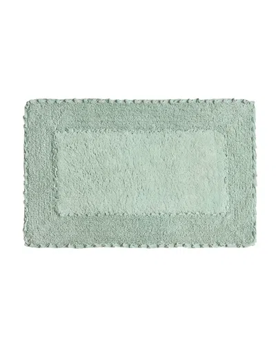 Laura Ashley Cotton Ruffled Bath Rug, 17" X 24" In Sage Green