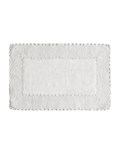 Laura Ashley Cotton Ruffled Bath Rug, 17" X 24" In White