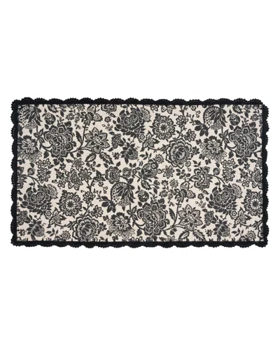Laura Ashley Crochet Border Cotton Runner Rug, 26" X 45" In Black