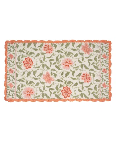 Laura Ashley Crochet Border Cotton Runner Rug, 26" X 45" In Pink