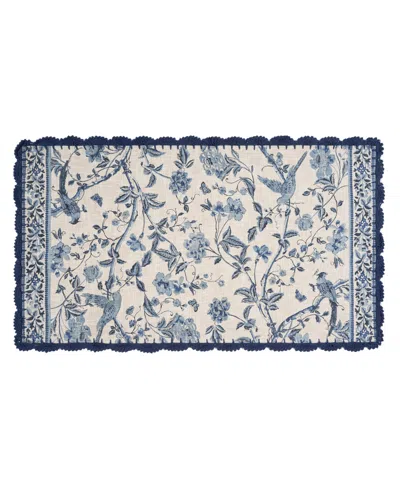 Laura Ashley Crochet Border Cotton Runner Rug, 26" X 45" In Blue