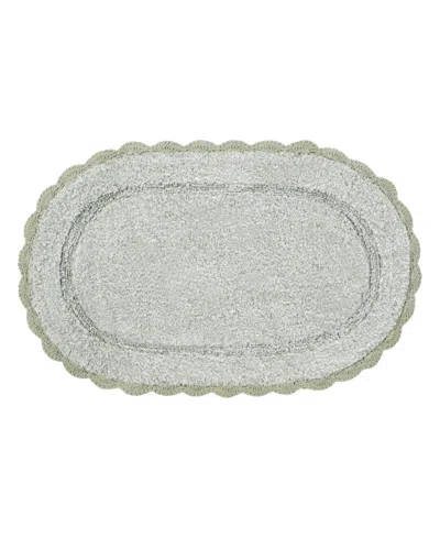 Laura Ashley Crochet Cotton Bath Rug, 21" X 34" In Green