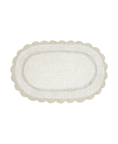 Laura Ashley Crochet Cotton Bath Rug, 21" X 34" In Neutral