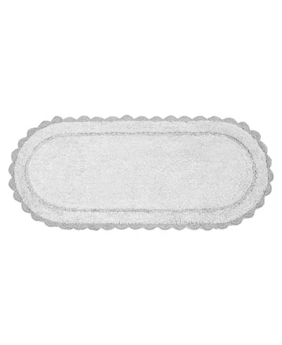 Laura Ashley Crochet Cotton Bath Rug, 24" X 60" In Gray