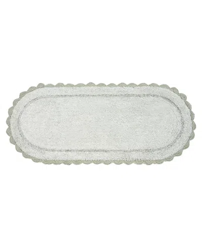 Laura Ashley Crochet Cotton Bath Rug, 24" X 60" In Green