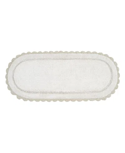 Laura Ashley Crochet Cotton Bath Rug, 24" X 60" In Neutral