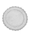 Laura Ashley Crochet Cotton Bath Rug, 26" Round In Gray