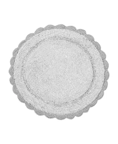 Laura Ashley Crochet Cotton Bath Rug, 26" Round In Gray