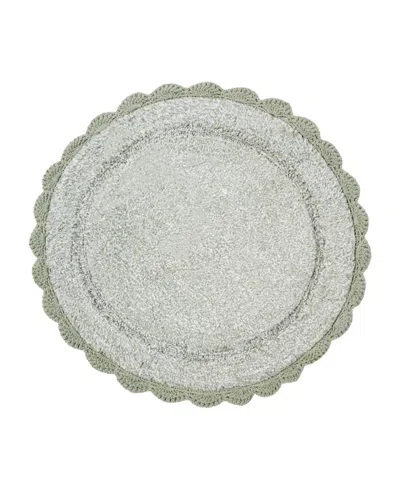 Laura Ashley Crochet Cotton Bath Rug, 26" Round In Green
