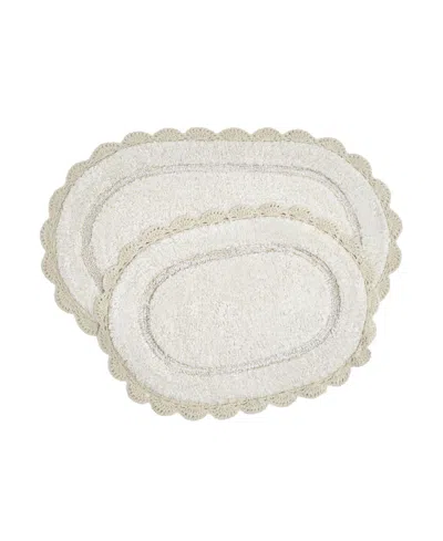 Laura Ashley Crochet Cotton Bath Rug Set In Neutral