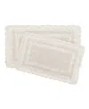 Laura Ashley Crochet Reversible Cotton Bath Rugs, 2 Piece Set Bedding In White