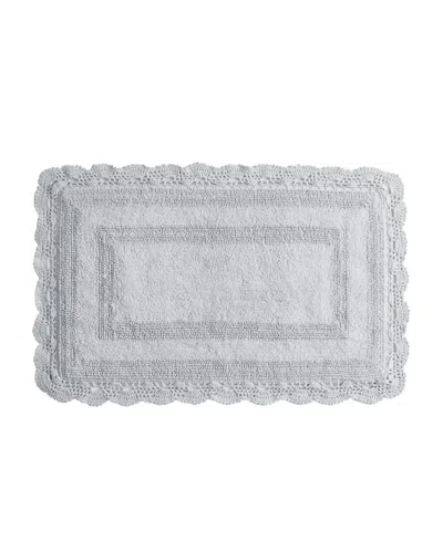 Laura Ashley Crochet Reversible Cotton Bath Rug, 24" X 40" In Gray