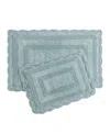 Laura Ashley Crochet Reversible Cotton 2-pc. Bath Rug Set In Aqua