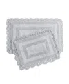 Laura Ashley Crochet Reversible Cotton 2-pc. Bath Rug Set In Light Gray,green