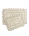 Laura Ashley Crochet Reversible Cotton 2-pc. Bath Rug Set In Linen