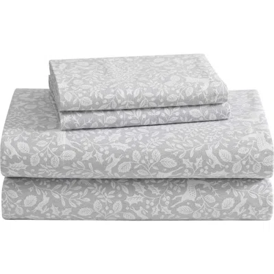 Laura Ashley Deer Dance Cotton Flannel Sheet Set In Grey