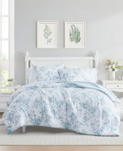 Laura Ashley Delphine Washed Microfiber 7-pc. Comforter Set, King In Blue