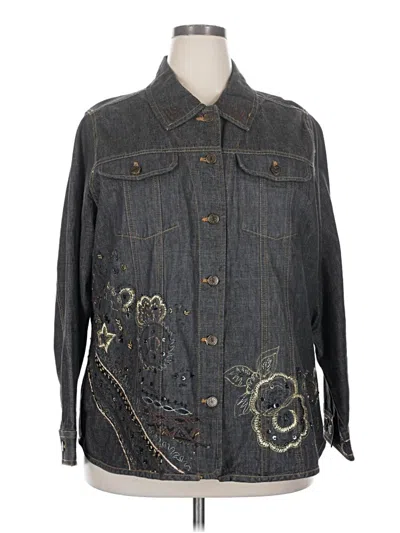 Pre-owned Laura Ashley Denim Jacket In Gray