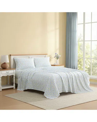 Laura Ashley Ditsy Doodle Cotton Percale Sheet Set In Blue