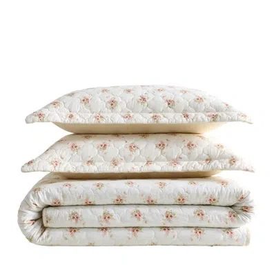 Laura Ashley Dorrie Cotton Reversible Pink Quilt Set