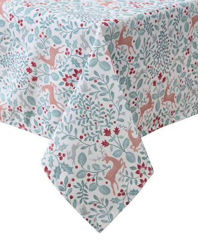 Laura Ashley Easy Care Holiday Tablecloth, 60" X 84" In Reindeer Prance