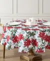 Laura Ashley Easy Care Holiday Tablecloth, 70" Round In Christmas Floral