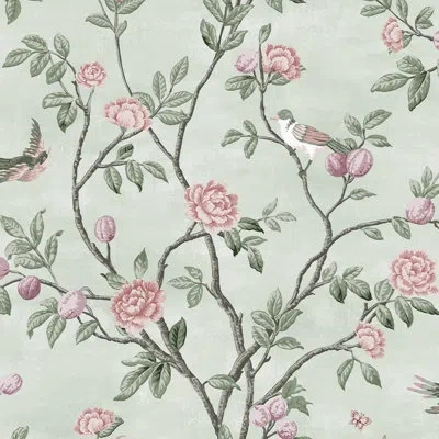 Laura Ashley Eglantine Wallpaper Roll In Eau De Nil