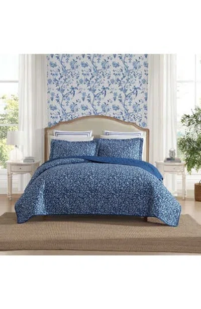 Laura Ashley Elaina 3-piece Twin Quilt & Sham Set In Blue