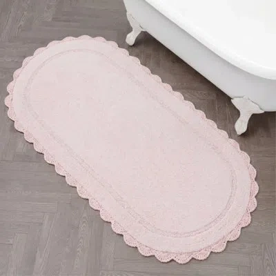 Laura Ashley Eloise Crochet Border Cotton Bath Mat In Pink