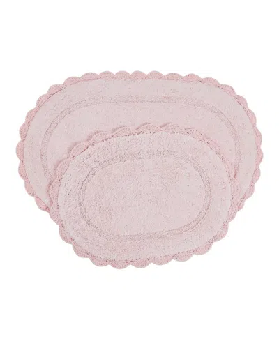 Laura Ashley Eloise Crochet Oval 2-piece Bath Mat Set In Pink