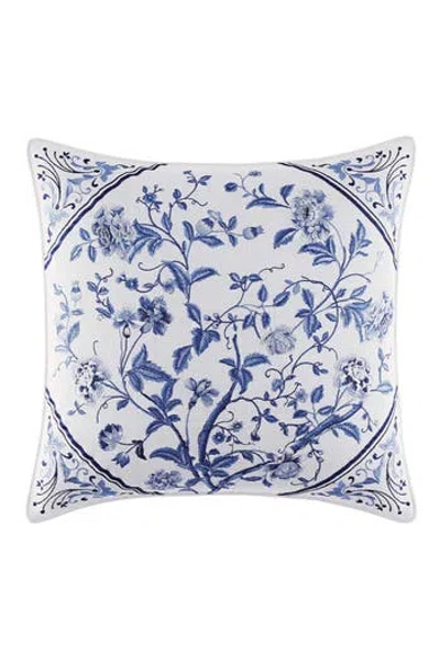 Laura Ashley Embroidered Decorative Pillow In China Blue