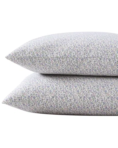 Laura Ashley Emogene Set Of 2 Percale Shams In Purple