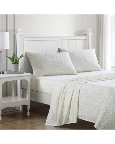 LAURA ASHLEY LAURA ASHLEY EVIE COTTON PERCALE SHEET SET