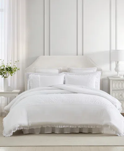 Laura Ashley Eyelet Ruffle Microfiber 2 Piece Comforter Set, Twin Xl In White