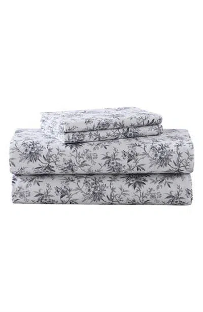 Laura Ashley Faye Toile Cotton Flannel Sheet Set In Gray