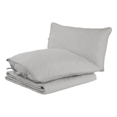 Laura Ashley Felicity Cotton Reversible Quilt Set In Grey