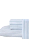 Laura Ashley Fern 4-piece Blue T300 Cotton Queen Sheet Set