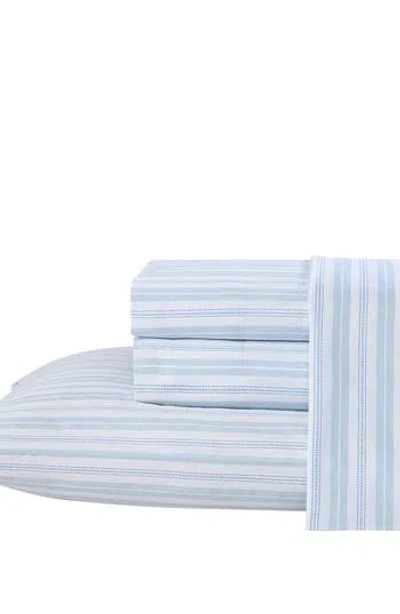 LAURA ASHLEY LAURA ASHLEY FERN 4-PIECE BLUE T300 COTTON QUEEN SHEET SET