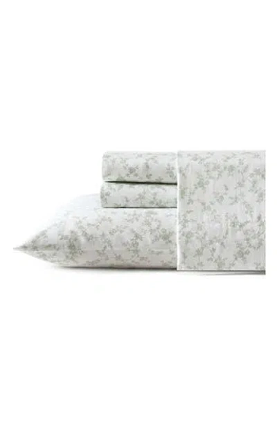 Laura Ashley Fiona Floral 300 Thread Count Cotton Percale Sheet Set In Green